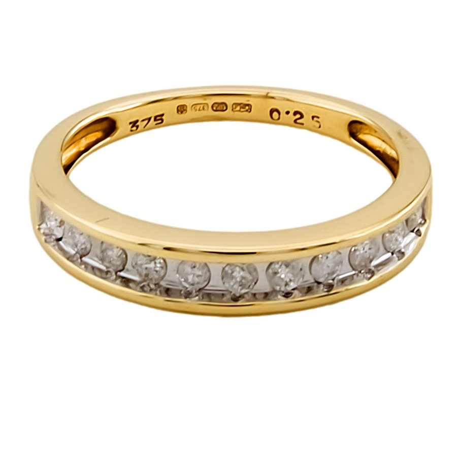 9ct Gold Diamond 0.25 Half Eternity Ring Size N